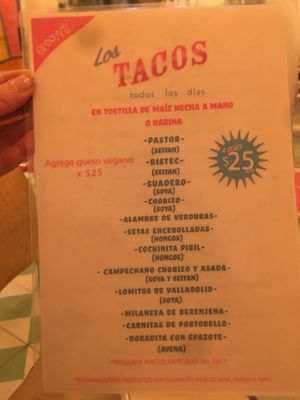 Menú...  at Groovy's Taqueria Vegana in Mexico City