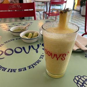 Juices here are awesome   at Groovy's Taqueria Vegana in Mexico City