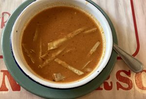 Sopa de tortilla   at Groovy's Taqueria Vegana in Mexico City