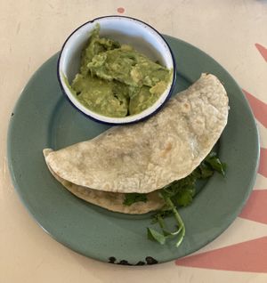 Quesadilla with seitan beef  at Groovy's Taqueria Vegana in Mexico City