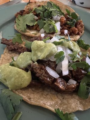 Campechano (chorizo y asada) y bistec  at Groovy's Taqueria Vegana in Mexico City