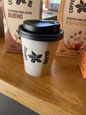 Oat cappuccino  at Coffee Island in Naxos