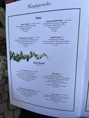 Menu   at Verde in Karlsruhe