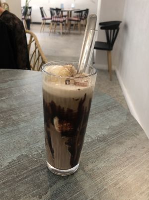 Iced coffee with vanilla ice cream   at Verde in Karlsruhe