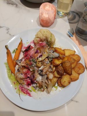 Tempeh and mushrooms at Verde in Karlsruhe