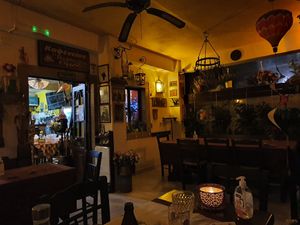 Outdoor seating area at Romeos Cafe Taverna in Corfu