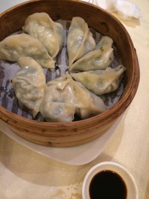 California roll, lamb satay, pepper steak, ham-rolled asparagus, and fried green beans. at Gaia Veggie Shop - Miramar Shopping Centre in Kowloon