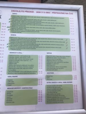 menu at Chihuahua Grill in Kromeriz