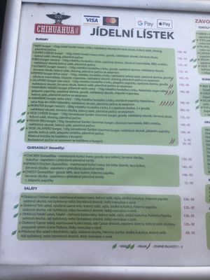 vegan labels at Chihuahua Grill in Kromeriz
