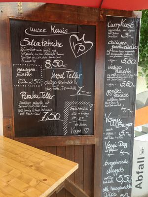 Food menu in German at Veggie Curry Piraten in Berlin