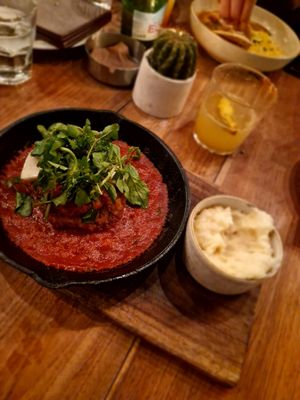 Vegan schnitzel with mash potato at Ours in Pecatu