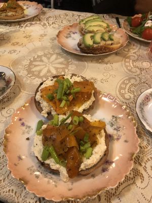 Close up of my controversial sweet baygle with savoury toppings lol at Pink Peacock די ראָזעווע פּאַווע in Glasgow