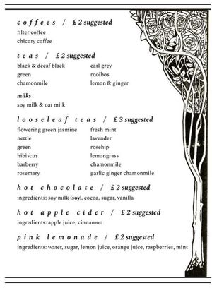 English drinks menu at Pink Peacock די ראָזעווע פּאַווע in Glasgow