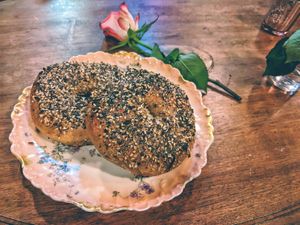 everything bagels at Pink Peacock די ראָזעווע פּאַווע in Glasgow