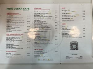 Menu 11.19.22  at Pure Vegan Cafe in Raleigh