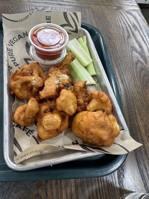Cauliflower wings   at Pure Vegan Cafe in Raleigh