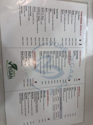 Menu  at Pure Vegan Cafe in Raleigh