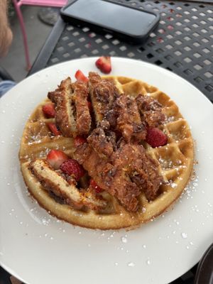Chickn & waffles  at Pure Vegan Cafe in Raleigh