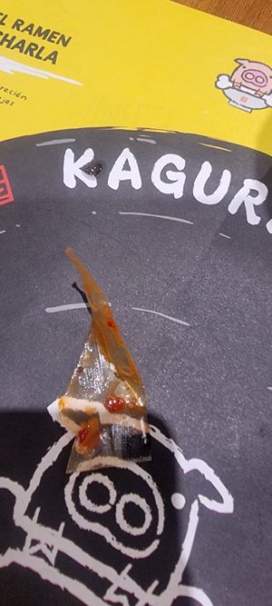 Plastic found in the kimchi at Ramen Kagura - Atocha in Madrid