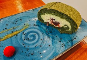 Green tea roll cake ! 💚  at Teapots in Madrid