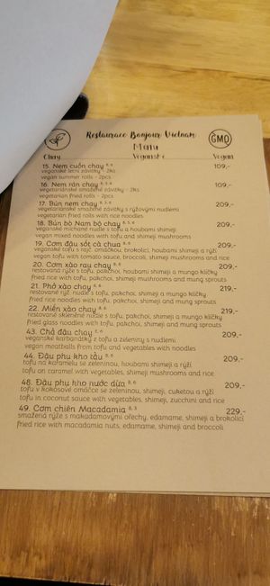 Vegan menu 😍 at Bonjour Vietnam in Brno