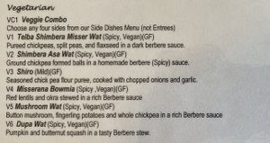 Vegan options clearly labeled.  at Nebeb in Chicago