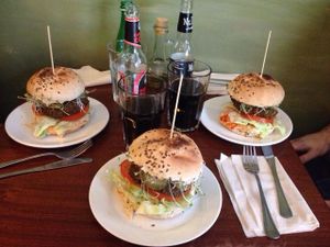 Falafel burgers, yummy :) at Najadacze.pl - Vege Kuchnia Swiata in Wroclaw