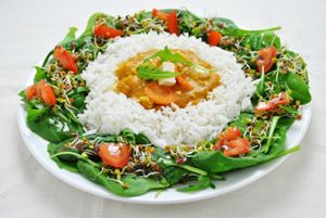 Tofu Curry Set: Basmati Rice, Tofu Curry, Salad 

{ Gluten Free } at Najadacze.pl - Vege Kuchnia Swiata in Wroclaw