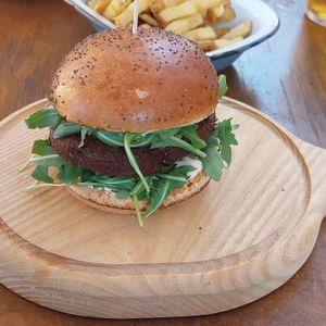 Vegan single burger "italian style" at Submarine in Rijeka