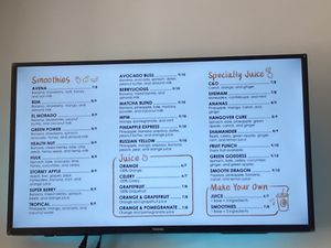 Smoothie and juice menu  at Fresh My Day in New York City