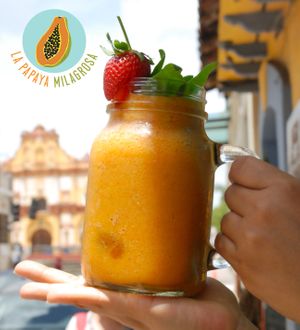 mango juice at La Papaya Milagrosa in San Cristobal De Las Casas