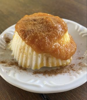 Manjar de coco com calda de acerola  at Cuca Alimentos in Salvador