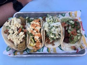 4 different and delicious vegan tacos 🤤  at Westside Cantina in Colorado Springs