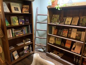 perfect little library for when sipping a freshly made tonic at Elder Apothecary in Ashland