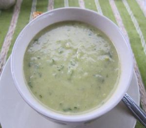Broccoli, leek, potato soup at The Little Green Cafe in Kerobokan Kelod