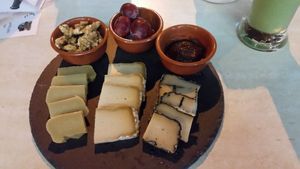 Home-made cheeze platter at Veggie Bean in Mallorca