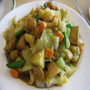 Mixed vegetable curry with tofu at Compass Rose in Perth