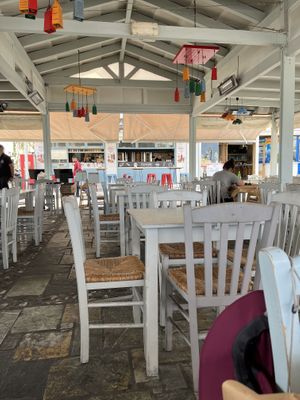 Covered enclosed area on marina  at Yasouvlaki in Naxos