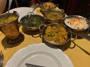 Dal, vegetable curry, eggplant, biryani, spinach  at Gandhi in Rome