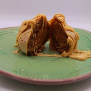 Raw lemon ball with almond butter drizzle at 18Karrots Caffé in Safed