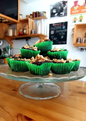Chocolate Banana Muffins at 18Karrots Caffé in Safed