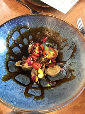 Dumpling appetizer (they’ll give you chop sticks upon request)   at Traveler's Table in Houston