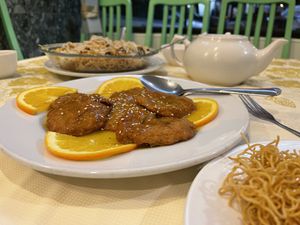 Not certain but orange #Veganuary at Po Kong Vegetarian Restaurant in Vancouver