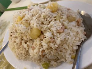 Pineapple and bean curd fried rice  at Po Kong Vegetarian Restaurant in Vancouver