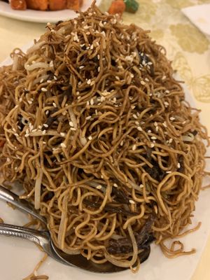 Noodles with homemade sauce   at Po Kong Vegetarian Restaurant in Vancouver