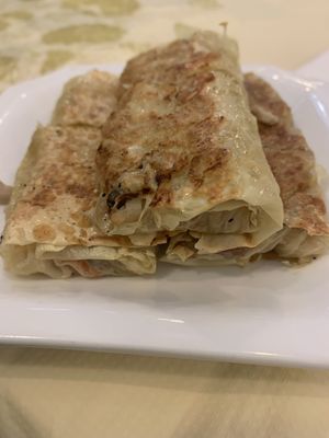 Bean curd skin cakes   at Po Kong Vegetarian Restaurant in Vancouver
