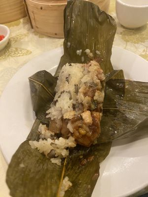 Inside the banana leaf sticky ricee  at Po Kong Vegetarian Restaurant in Vancouver