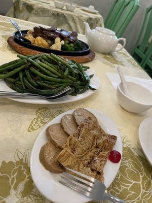Bean curd & seitan side, green beans  at Po Kong Vegetarian Restaurant in Vancouver