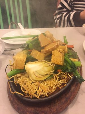 Sizzling Chow Mein at Po Kong Vegetarian Restaurant in Vancouver