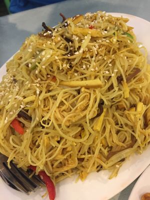 Singapore fried noodles  at Po Kong Vegetarian Restaurant in Vancouver